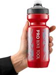 PRO BIKE TOOL Bike Water Bottle 550 ml 19 oz -for All Fitness and Cycling - Soft Silicone Mouthpiece – Fast Flow Valve - Easy Squeeze Bidon (Red)