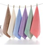 ikum Women, Girls & Babies Handkerchiefs Ultra Absorbent and Super Soft Microfiber Face Towels, Multi Purpose Fingertip Cloth Towels, Pastel Colors and Smooth Texture (Small, 6, Count)