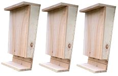 Selections Pack of 3 Wooden Bat Boxes for Roosting with Landing Perch