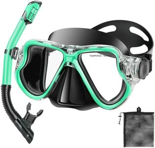 PIYAZI Snorkeling Gear for Adults Kids, Dry Snorkeling Set, Panoramic Anti-Leak and Anti-Fog Tempered Glass Lens, Adjustable Strap Snorkel Set with Mesh Bag Ear Plug for Snorkeling Scuba Diving Travel