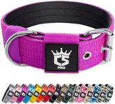 TSPRO Tactical Dog Collar 1.5 inch Wide Dog Collar Military Grade Strong Dog Collar Thick Dog Collar Heavy Duty Metal Buckle Dog Collar Fit 20.5-23.5 inches Neck (Purple -L)