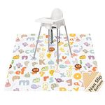 Highchair Floor Mat, Baby Splat Mat for Under High Chair/Arts/Crafts, Womumon Waterproof Spill Mat Non-Slip Splash Mat, Washable Mess Mat and Table Cloth (Alphabet)