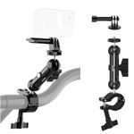 Neewer Action Camera Pole Mount for Motorcycle Bike Handlebar Ski Pole with Two 360° Ball Heads & 14" Screw, Metal Camera Holder Clamp Compatible with GoPro Hero12 11 10 9 8 Max360 Insta360 DJI Osmo