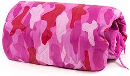 Farm Blue Pink Camo Military Camping Blanket - Woobie Blanket Poncho Liner - for Hiking Gear, Backpacking and Car Survival Blankets - Unique New Pretty N Pink Custom Pattern Avail at