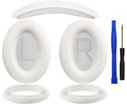 SOULWIT Ear Pads Cushions + Headband + Silicone Earpads Cover Protector, Replacement Kit for Bose QuietComfort 35 QC35, QC35 ii Over-Ear Headphones - White