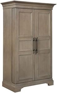 Howard Miller Passport Bar Cabinet – Stately Wooden Hide A Bar Cabinet Distressed Finish, Auto On Light, 22 Bottle Storage, Stemware Racks, Dovetail Drawers & 180° Piano Hinges for Small Gatherings