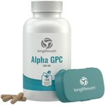 Alpha GPC Choline Supplement 300mg - 180 Vegetarian Capsules | Made in USA | Cognitive Enhancer Nootropic | Supports Memory & Brain Function | Boosts Focus & Mood | 300 mg Pure Powder Pills Complex