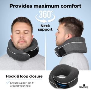 SnoozEasy Memory Foam Travel Pillow – Dark Grey