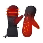 DAY WOLF Heated Gloves, Men Women 7.4V 2200mAh Electric Rechargeable Battery Gloves Mitten for Winter Sports Ski Snowboard Camping Hiking Heated Motorcycle Gloves (Black/Black, M)