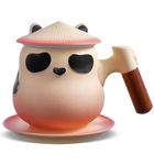 ZENS Tea Mug with Infuser and Lid, 330 ML Cute Panda Tea Cup with Strainers for Loose Leaf Tea Diffusers, Wood Handle Ceramic Tea Infuer Mug for Brewing Tea Lovers Gifts, Collector's Mug for Daughter