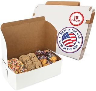MT Products Cookie Boxes 10" x 6" x 3 5" - White Bakery Boxes No-Window (Pack of 15) - Made in the USA