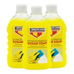 3 PCS Flask SUGAR SOAP Concentrate BARTOLINE MEW 500ML REMOVES Grease, Dirt & Nicotine May BE Used AS A General Household Cleaner