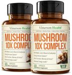 Vimerson Health 10-in-1 Mushroom Powder Supplement - Lion’s Mane Powder, Reishi Mushroom, Cordyceps, Chaga & More. Mushroom Complex Capsules for Memory, Focus, Immune Support, Energy. 2 Pack