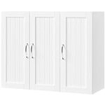 Yaheetech Kitchen Cupboard Cabinet 3 Doors Kitchen Wall Cabinet with E1 MDF and Adjustable Shelf Bathroom Storage Unit Wall Mounted Medicine Cabinet More Storage Space for Bathroom Kitchen and Laundry