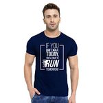 Fashions Love Men Cotton Half Sleeve Round Neck Motivational Quote Printed T Shirt HHRN-0018-S Navy Blue