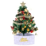 24 Inch Artificial Mini Christmas Tree, Small Tabletop Christmas Tree with Plastic Stand,Xmas Pine Tree Decorated Gift Boxes and Hanging Ornaments for DIY Christmas Decor Party Home Office