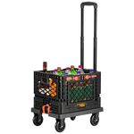 Navaris Folding Sack Truck with Transport Basket - Loadable up to 50 kg (110 lbs) - Rubber Wheels - Foldable Trolley with Tensioning Strap - Transport Trolly with Rain Cover