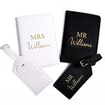 Pink Positive Mr and Mrs Wedding Personalised Passport Holders and Luggage Tags | Engagement Travel Gift, Destination Wedding