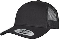 FLEXFIT Trucker Cap, Classic Trucker Hat, Baseball Trucker Cap with 5-Panel and Mesh Back, Adjustable Baseball Hat with Plastic Closure, Headwear, Unisex, Colour: Black, Size: One Size