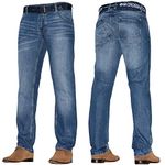 Mens 'Frinced' Classic Straight Leg Stretch Jeans Fashion Regular Fit Stylish Branded Denim by JeanBase Stonewash (Non-Stretch) 32W X 32L