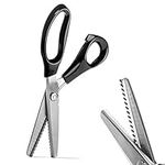 Pinking Shears, Stainless Steel Dressmaking Scissors, Serrated and Scalloped Blades, Professional Sewing Craft Cut Tailor Zig-Zag Tool, Fabric Decoration Comfort Grip Soft Handheld (Serrated 3mm)