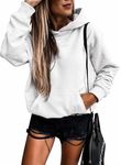 SHEWIN Womens Hoodie Pullover Long Sleeve Solid Fleece Fashion Hoodies Sweatshirts Cozy Lightweight Fall Oversized Sweatshirt for Teen Girls,US 16-18(XL),White