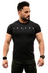 FUAARK Men's Round Neck Slim fit Gym & Active wear Sports T-Shirt for Workout & Casual Wear (Black, X-Large)