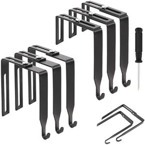 6 Pack Adjustable Over The Door Hooks Metal Cubicle Wall Hooks Black Cubicle Hangers Universal Partition Hanger for Hanging Clothes Towels Coats Hats, Fit Panels with 1.4" to 3.5" Thickness