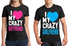 Awkward Styles Matching Couples Shirt I Love My Crazy Boyfriend Girlfriend T-Shirt Black Men Medium/Ladies X-Large