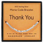 Gleamart Morse Code Bracelets Sterling Silver Beads Silk Cord Bangles Thank You