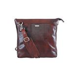 Leatherman Genuine Leather Brown Satchel side Bag for Unisex for caring books/other things travel case