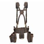 Tourbon Genuine Leather Tool Belt w/Suspenders Carpentry Multipurpose Rig Pockets Organizer Electrician Tools Pouch Holder Bag for Construction Framers (Tool Belt with Suspender)