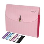 NISUN 7 Pocket Expanding File Folder, Accordion File Organizer with Labels, Letter Size Folders for Documents, Portable Filing Folder for School Home Office - Pink