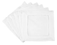 12 CleverDelights White 100% Cotton Hemstitch Cocktail Napkins - 6" x 6" Ladder Hemstitch Cloth Beverage Napkins - 100% Cotton 6 Inch Coaster