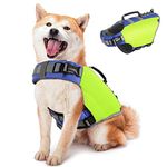 Pawaboo Dog Life Jacket, Reflective Dog Safety Vest Adjustable Pet Life Preserver with Strong Buoyancy & Sturdy Rescue Handle, Ripstop Dog Lifesaver Vests for Swimming, Boating - Bright Yellow, M