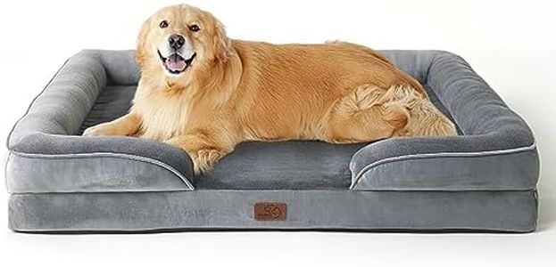 Bedsure Dog Sofa Bed Extra Large - Washable Orthopedic Dog Beds and Couch with Removable Flannel Zipper Cover, XL Plus Waterproof Human Dog Bed for Adults, Grey Squre Pet Bed, 122x89x20cm
