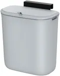 SONGMICS Hanging Trash Can, 2.4 Gallon Kitchen Compost Bin, Garbage Can for Kitchen, Kitchen Trash Can with Lid, Wall Mounted Trash Can, for Cupboard, Bathroom, Under Sink, Gray ULTB820G9