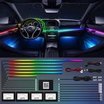 FICOLPO LED Acrylic Car Interior Lights, 18 in 1 Dreamcolor RGB Car Ambient Lighting Kit for Car Include 175-inch Fiber Optic Car Neon Lights String, Led for Footwell, Door Handle, Storage Box