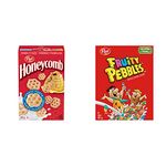 Post Honeycomb Cereal Family Size, 595 Grams & Fruity Pebbles Cereal, Retail Size, 311 g