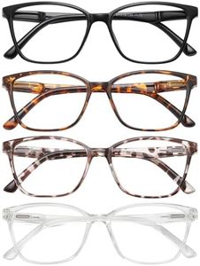 Przene 4 Pack Blue Light Blocking Reading Glasses,Square Cat Eye Readers for Women Men with Spring Hinge 0.0