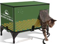 Elevated Base Heated Cat House for Outdoor Cat in Winter, Waterproof & Insulated Feral Cat House Weatherproof Heated Cat Shelter Kitty Bed with Pet Heating Pad, Warm House for Outside Stray Barn Cat
