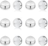 DELECOE 12pcs Silver Soft Silicone Earring Backs for Studs Silver Belt Rubber Earring Backs Replacements Hypoallergenic Safety Plastic Earring Back for Studs Earring Hoops Fish Hook