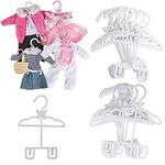 Dress Along Dolly White Full-Outfit Hanger 24pk for American 18" Doll Clothes- Hold Your Tops & Bottoms Together Including Dresses, Pants, Shirts, Skirts, & Accessories- Perfect Girl Gift Set