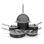 Ninja NeverStick Ceramic Pro 11-Piece Cookware Set, Non-Stick Pots and Pans, Glass Lids, Ceramic Coated, Stainless Steel, Stove to Oven Safe, All Stovetops, Induction Compatible, Black, CW39011BK
