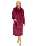 Suzy & Me Ladies Zip Front Soft Embossed Fleece Dressing Gown