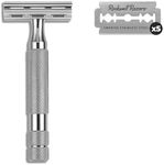 ROCKWELL RAZORS 2C Razor with 5 Blades, 6 Piece Set, White Chrome | 2 Adjustable Shave Settings = TWO razors for the cost of ONE