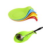 NEAR STOP Silicone Spoon Rest, Flexible Almond-Shaped, Silicone Kitchen Utensil Rest Ladle Spoon Holder (Size: Medium/Multi Color Pack of 2)