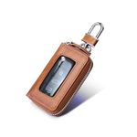 Cizo Genuine Leather Car Key Case Smart Key Holder Pouch Car Smart Key Remote Cover Case Car Keychain Holder Cover (Brown)