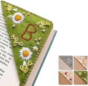 Personalized Hand Embroidered Corner Bookmark, 26 Letters Cute Flower Embroidered Corner Bookmark Embroidery Book Marker Clip for Book Lovers Bookmarks for Reading Lovers Meaningful GIF (Summer, B)