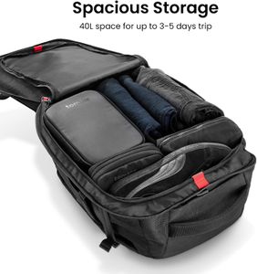 tomtoc 40L Travel Backpack – TSA Friendly Carry-On, Water-Resistant, Fits 17.3" Laptop